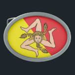 Sicily Flag Belt Buckle<br><div class="desc">The Sicily belt buckle has the coat of arms of the island of Sicily. This is one of the most beautiful and historical regions of Italy. This belt buckle will be an outstanding addition to the wardrobe of your favorite man (or woman too). For more items like this, visit: www.zazzle.com/azorean*...</div>