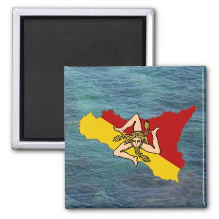 Sicily Flag & Island Magnet