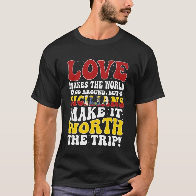 Sicily Flag Men & Women Cute Til Sicilians T-Shirt (Front)