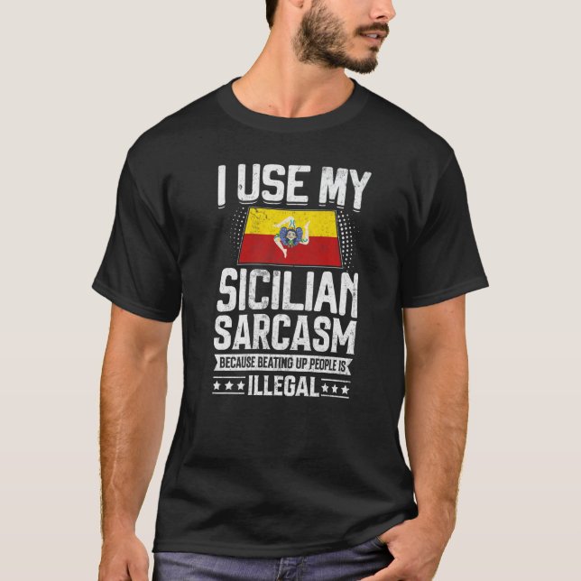 Sicily Flag Souvenirs For Sicilians Men   Women    T-Shirt (Front)