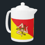 Sicily Flag Teapot<br><div class="desc">Add a refined touch of Sicilian pride to your tea time with our exclusive teapot featuring the flag of Sicily, Italy! Expertly crafted with attention to both form and function, this teapot is more than just a kitchen accessory—it’s a vibrant celebration of Sicily’s rich heritage and cultural identity. The iconic...</div>
