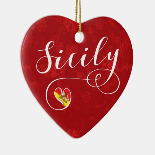 Sicily Heart Christmas Tree Ornament Sicilian Ceramic Ornament