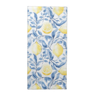 Sicily Italian Rustic Blue Leaves Lemons  Cloth Napkin