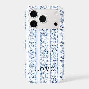 Sicily Italian Rustic Blue Stripes iPhone 17 Pro Case