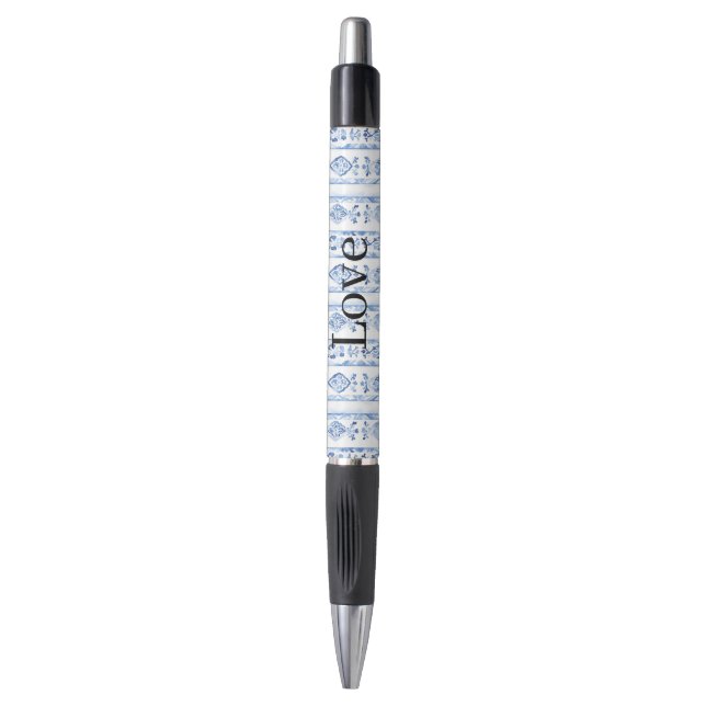 Sicily Italian Rustic Blue Stripes Pen (Front Vertical)