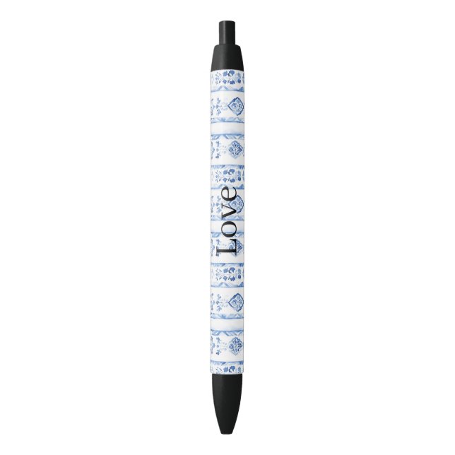 Sicily Italian Rustic Blue Stripes Pen (Front Vertical)