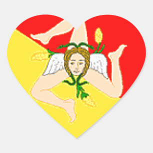 Sicily (Italy) Flag Heart Sticker