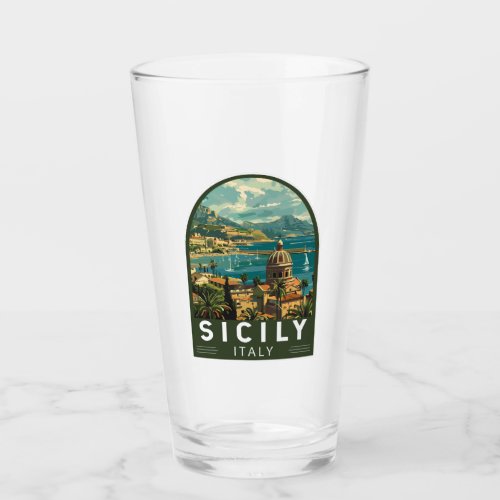 Sicily Italy Travel Art Vintage Glass