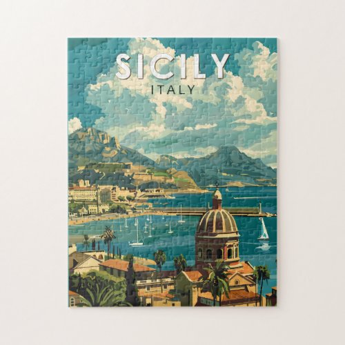 Sicily Italy Travel Art Vintage Jigsaw Puzzle