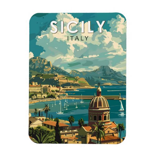 Sicily Italy Travel Art Vintage Magnet
