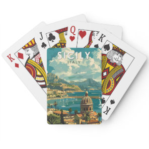 Sicily Italy Travel Art Vintage Poker Cards