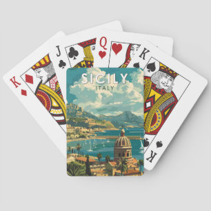 Sicily Italy Travel Art Vintage Poker Cards