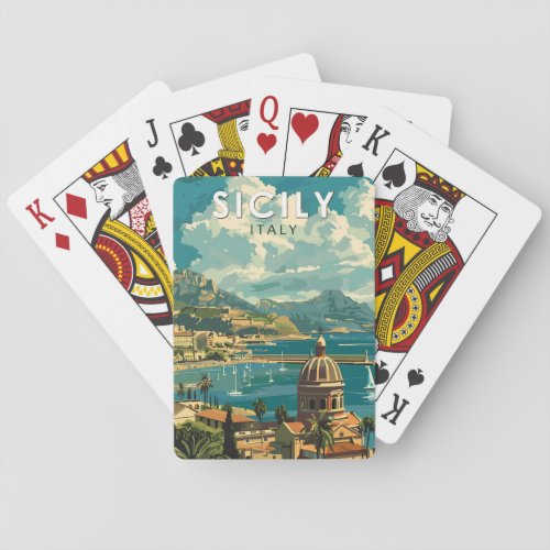 Sicily Italy Travel Art Vintage Poker Cards