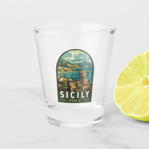 Sicily Italy Travel Art Vintage Shot Glass