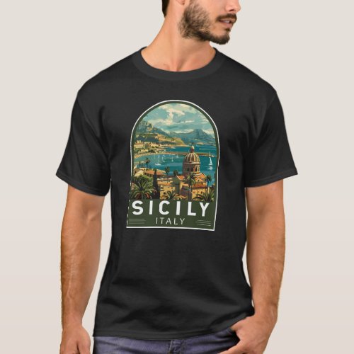 Sicily Italy Travel Art Vintage T_Shirt