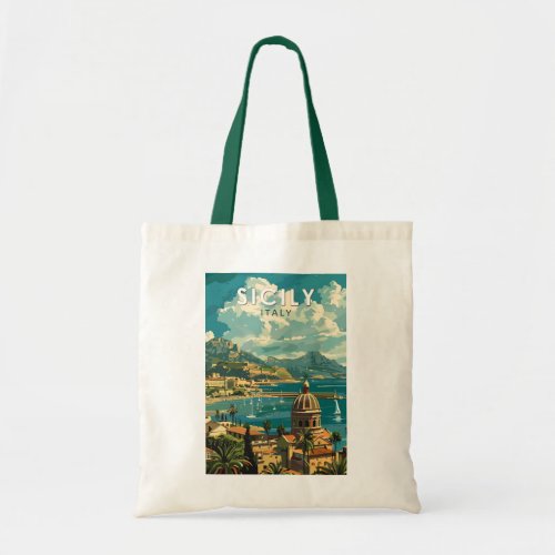 Sicily Italy Travel Art Vintage Tote Bag