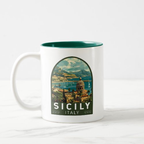 Sicily Italy Travel Art Vintage Two_Tone Coffee Mug