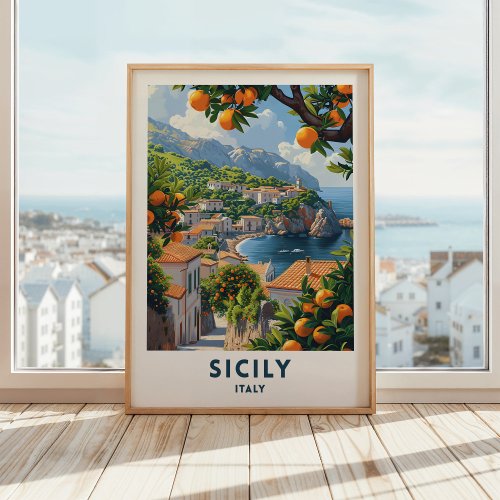 Sicily Italy Travel Print Poster Italian Wall Art