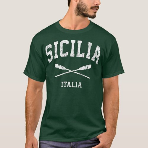 Sicily Italy Vintage Nautical Paddles Sports Oars  T_Shirt
