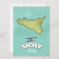 Sicily Italy vintage style map