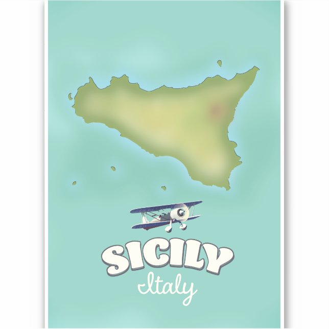 Sicily Italy vintage style map Sticker (Front)