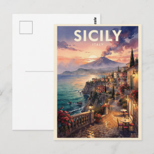 Sicily Italy Vintage Travel Postcard