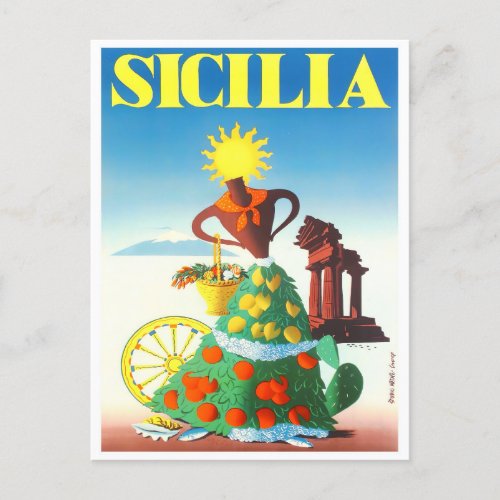 Sicily Italy vintage travel Postcard