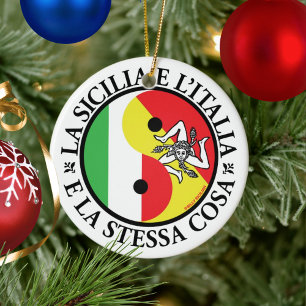 Sicily Italy Yin Yang Christmas Ornament