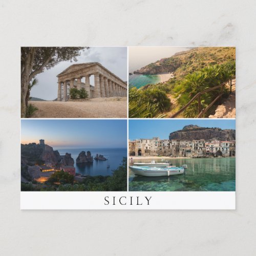 Sicily landscapes in collage souvenir postcard