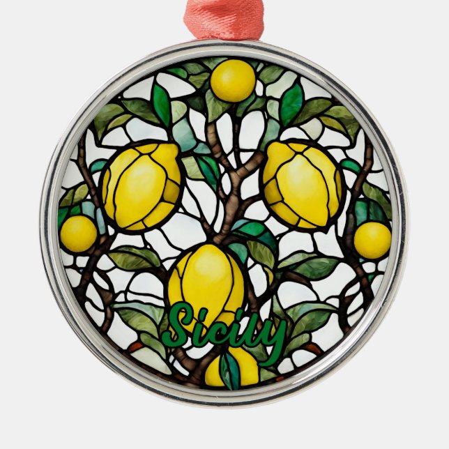 Sicily Lemon Tree Souvenir Metal Ornament (Front)