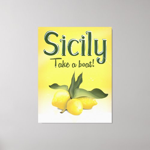 Sicily lemon vintage travel poster canvas print