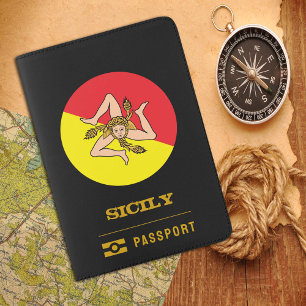 Sicily Passport, travel & Sicilian flag Passport Holder