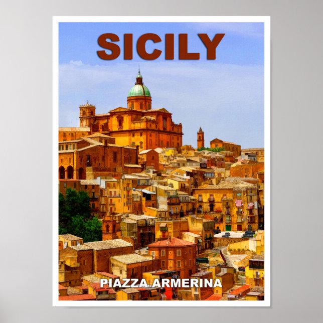 Sicily Piazza Armerina Travel Poster (Front)