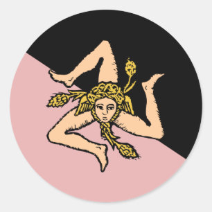 Sicily (Pink And Black), Italy flag Classic Round Sticker