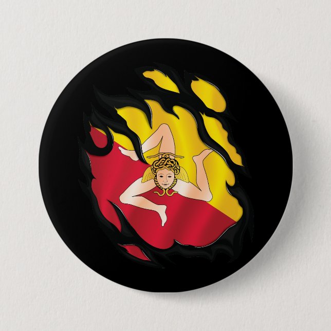 Sicily Ripped Flag Button (Front)