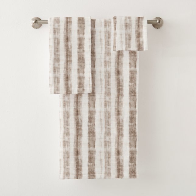 Sicily Rustic Brown Stripes  Bath Towel Set (Insitu)