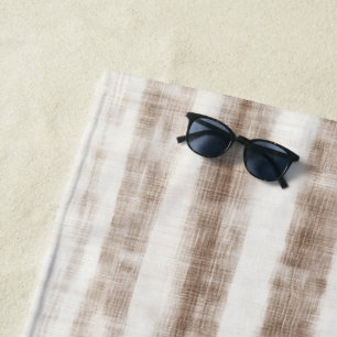 Sicily Rustic Brown Stripes Beach Towel