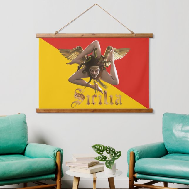 Sicily (Sicilia) Trinacria and Flag Tapestry (Living Room)