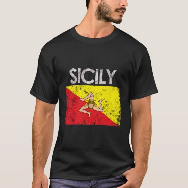 Sicily Sicilian Flag Pride T-Shirt (Front)