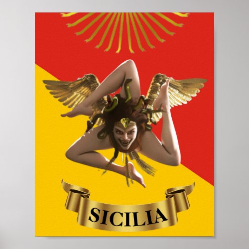 Sicily  Sicilian Medusa  Trinacria  Poster