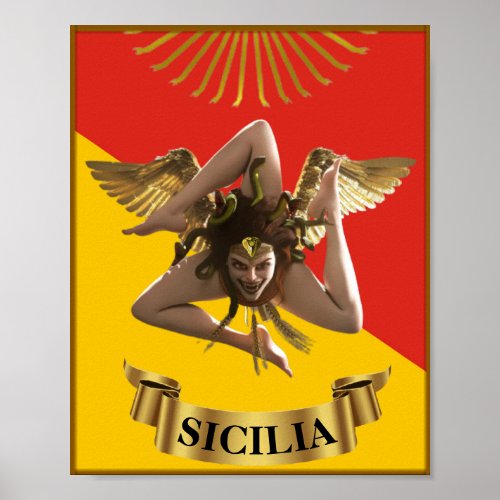Sicily  Sicilian Medusa  Trinacria  Poster
