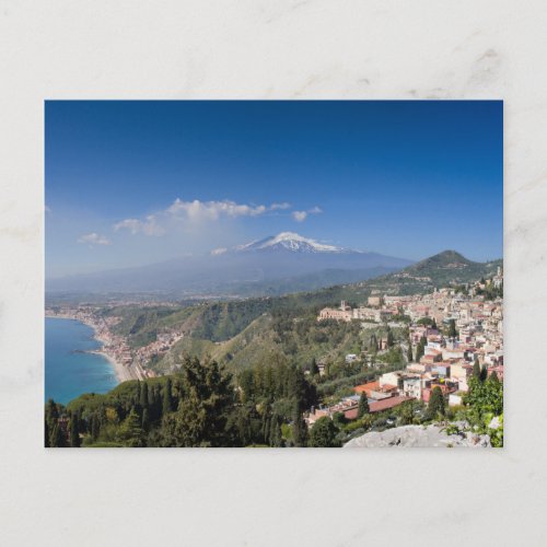 Sicily _ Taormina in front of the Etna postcard
