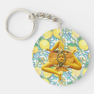 Sicily Trinacria Yellow Italian Lemon Ornament Keychain