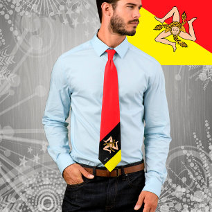 Sicily, Triskelion Tie, Sicilian flag fashion Neck Tie