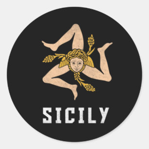 Sicily Vintage Style Flag Classic Round Sticker