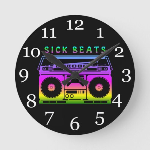 Sick Beats 80s Stereo Round Clock
