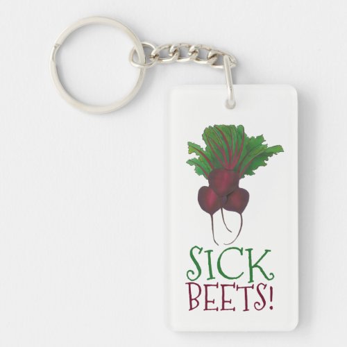 Sick Beets Beats Red Beet Vegetarian Funny Food Keychain