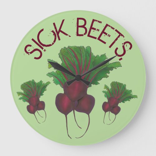 Sick Beets Beats Red Beet Vegetarian Funny Food Large Clock