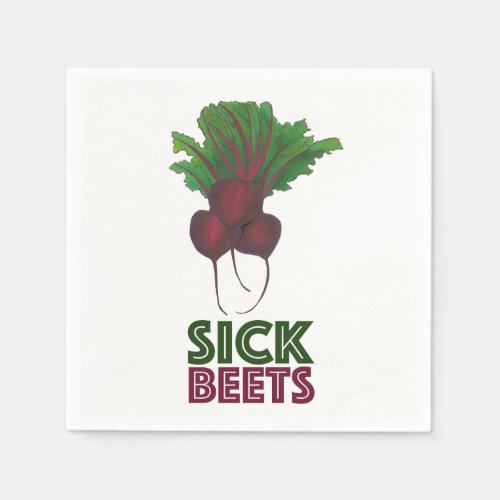 Sick Beets Beats Red Beet Vegetarian Funny Food Paper Napkins