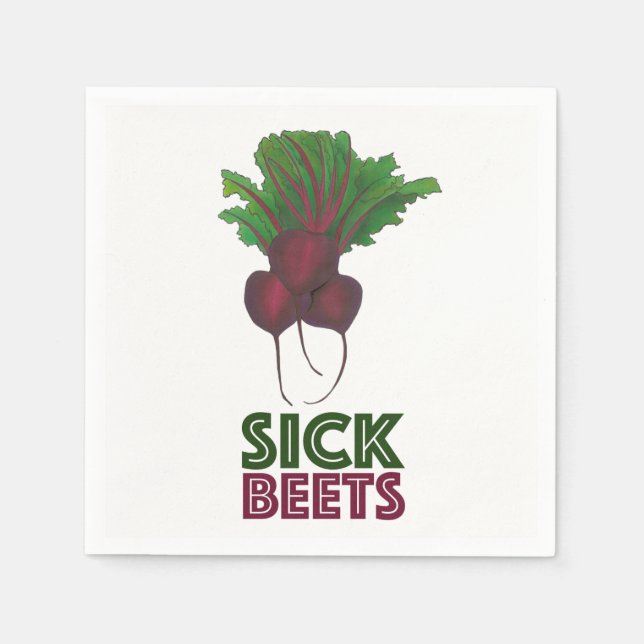 Sick Beets (Beats) Red Beet Vegetarian Funny Food Paper Napkins (Front)